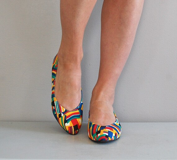 vintage 1980s Colorblock Skimmer wedges