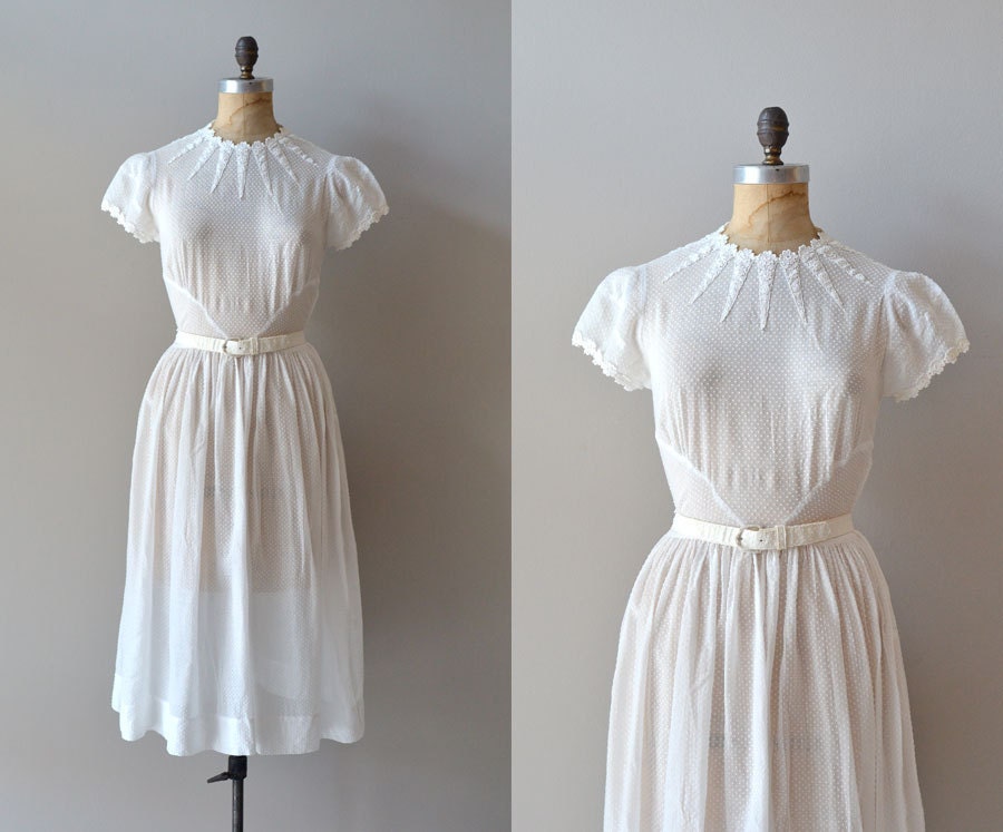 1930s dress / swiss dot 30s dress / Osmanthus dress