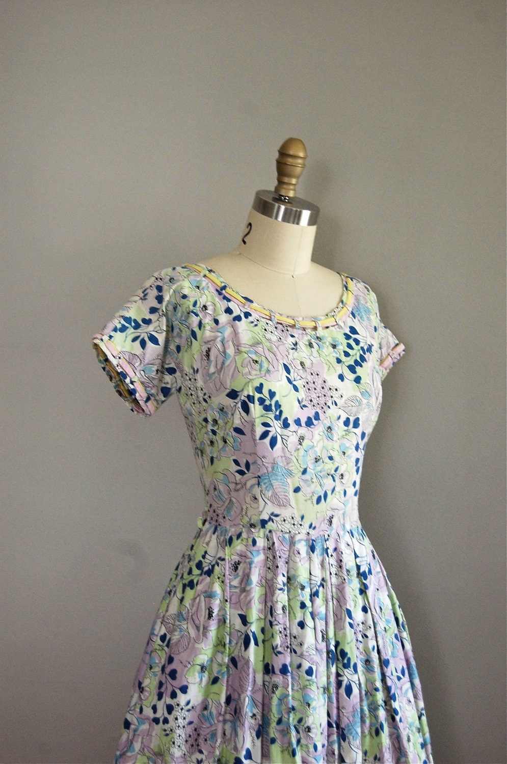 1950s dress / 50s dress / Pen and Ink Drawing