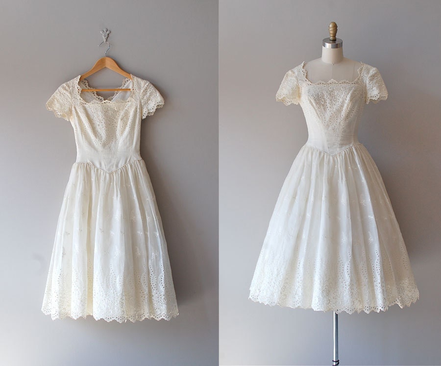 r e s e r v e d...1940s dress / 40s eyelet embroidered dress / Time After Time dress