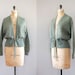 wool cardigan / 1970s drawstring sweater / Sage Knit sweater