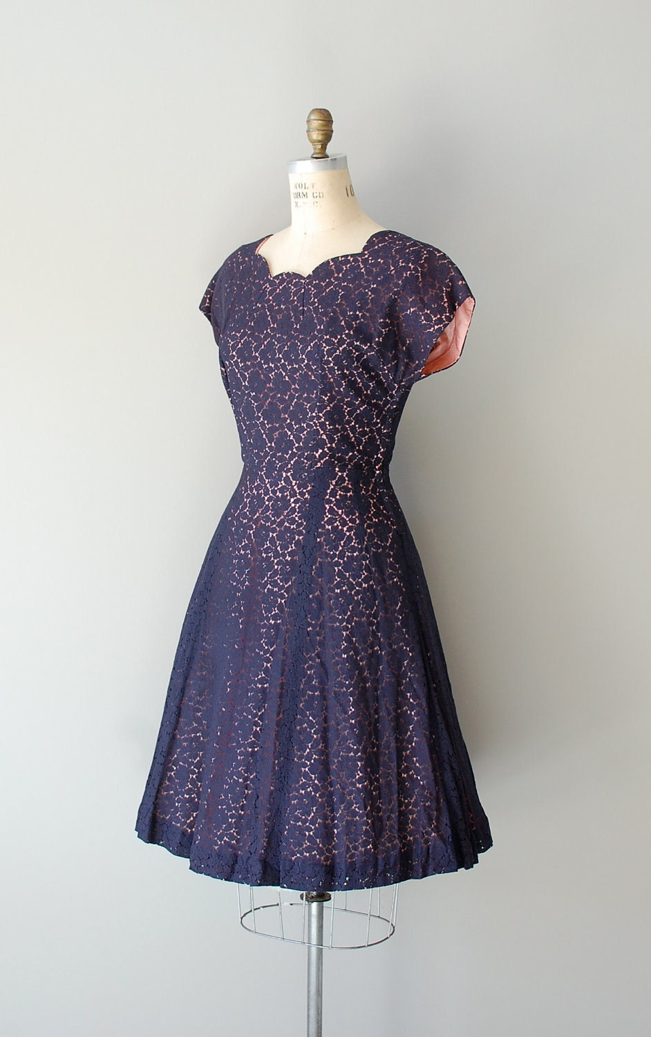 1950s dress / 50s lace dress / Mood Indigo dress