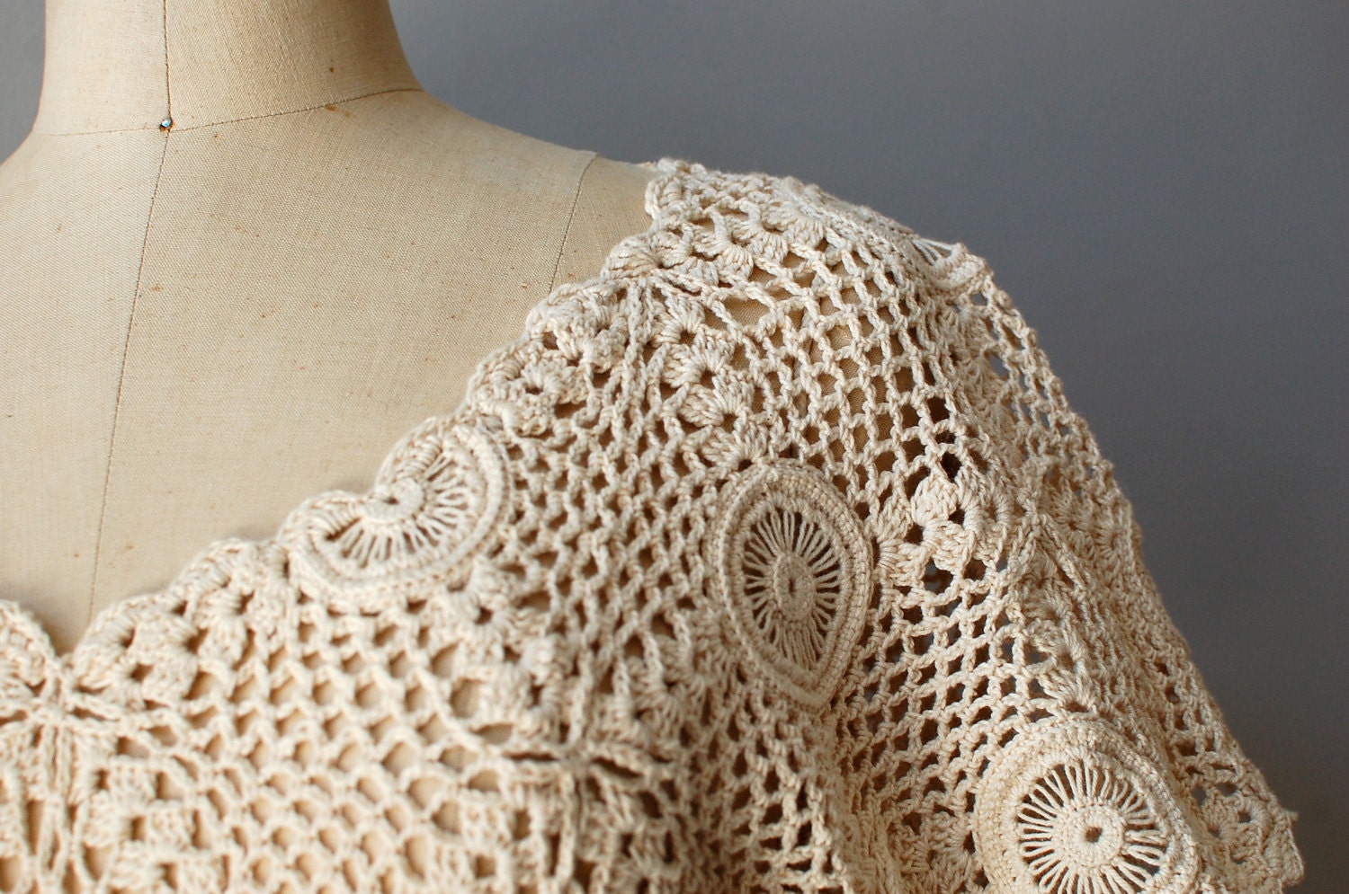 crochet dress / 70s cotton knit two-piece / Sausalito dress