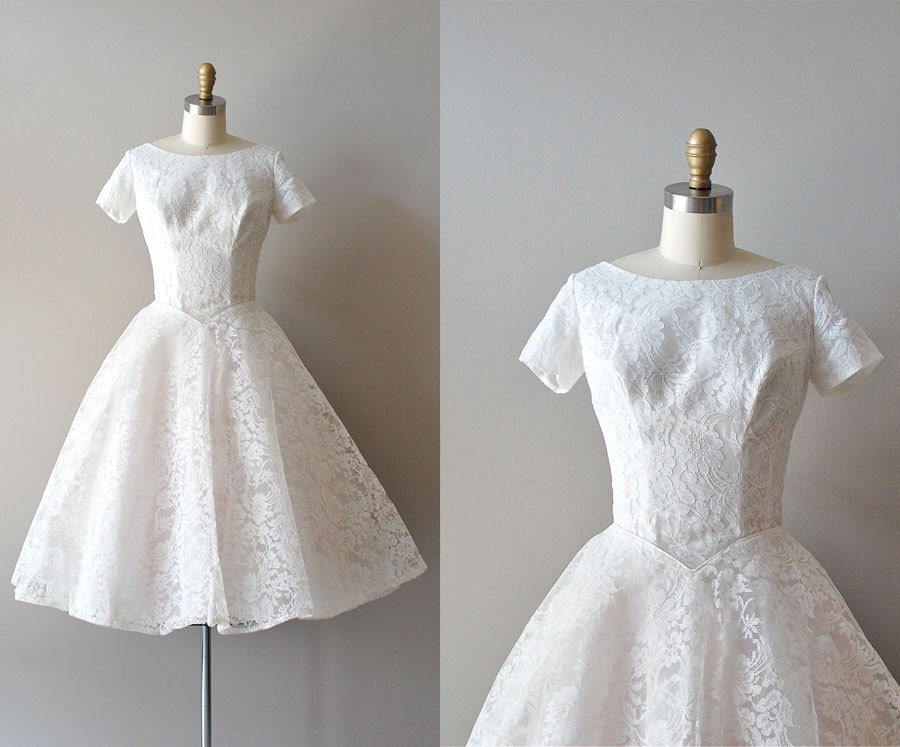 50s lace wedding dress / 1950s wedding dress / You Send Me dress
