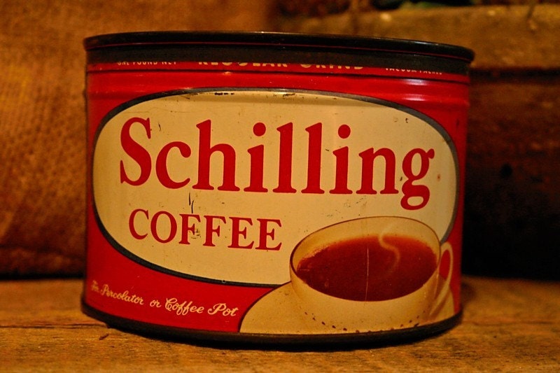 CANDLE Unique Hand-Poured Soy Wax Candle in Vintage SCHILLING primative Coffee Can GREAT Gift Antique Collectable farmhouse Tin