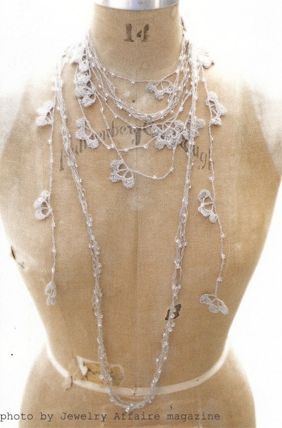 FEATURED on JeWELRY AFFAIRE MaGAZINE . Linen Lariats -Necklaces .Set of 2