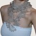 Extra Delicate Lace Crochet Linen Lariat.  GRACE.  Natural Grey.
