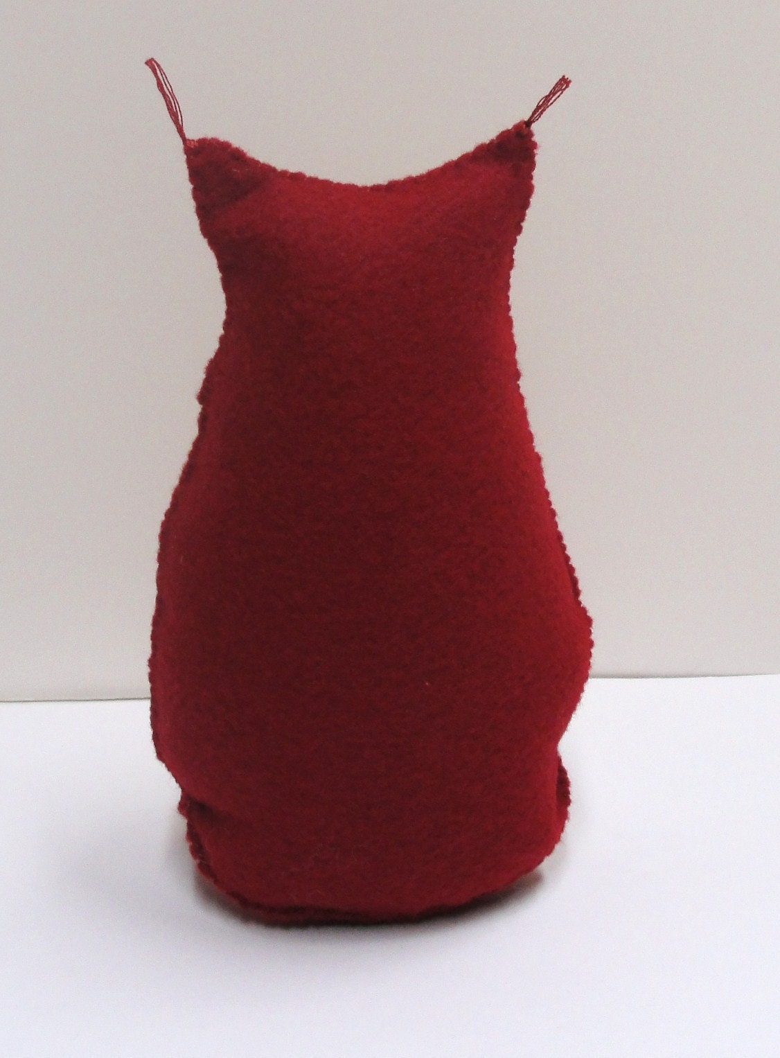 SALE felt owl- stuffed 8 inch stuffed HOOT owl in red with cherry blossoms