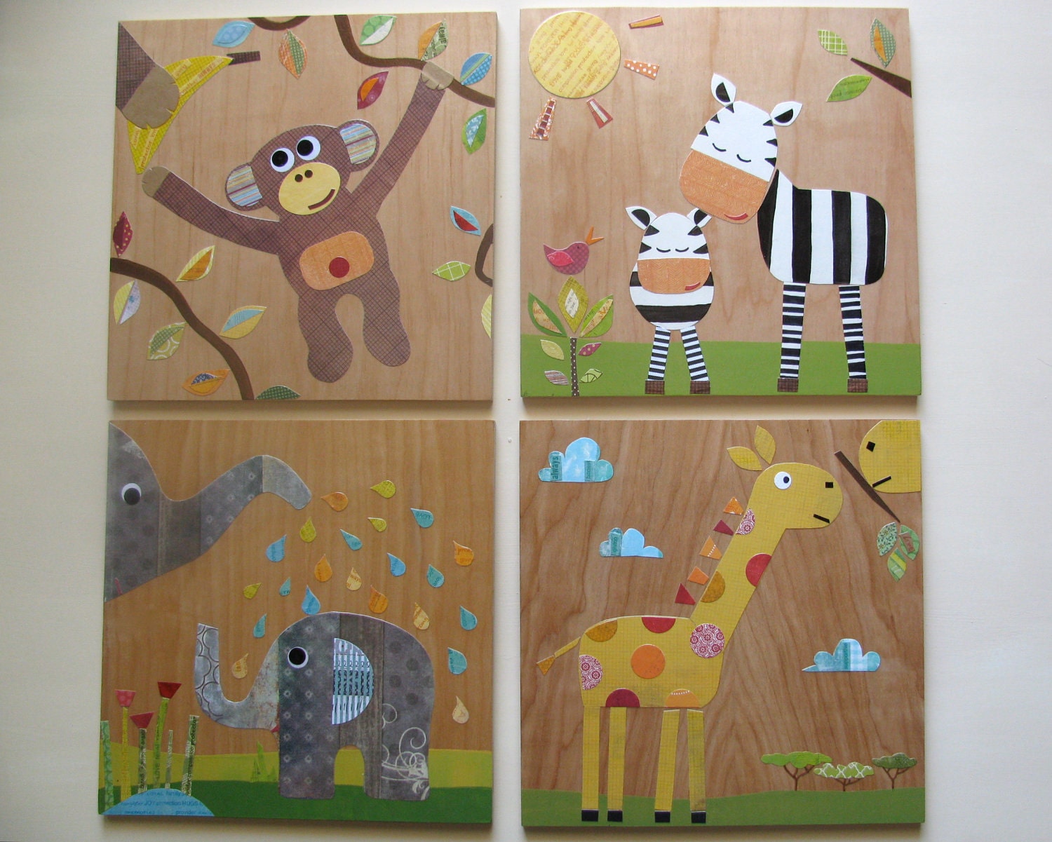CHOOSE any 3 Large Jungle Themed Collages - eco-friendly - by Maple Shade Kids