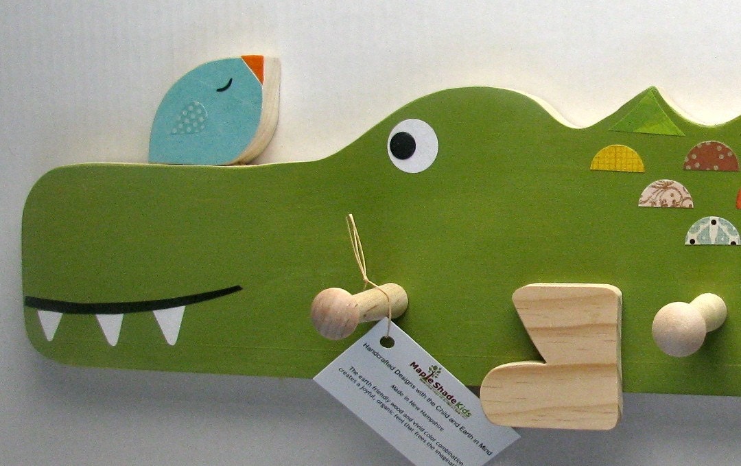Alligator and Little Bird Peg Rack - eco-friendly by Maple Shade Kids