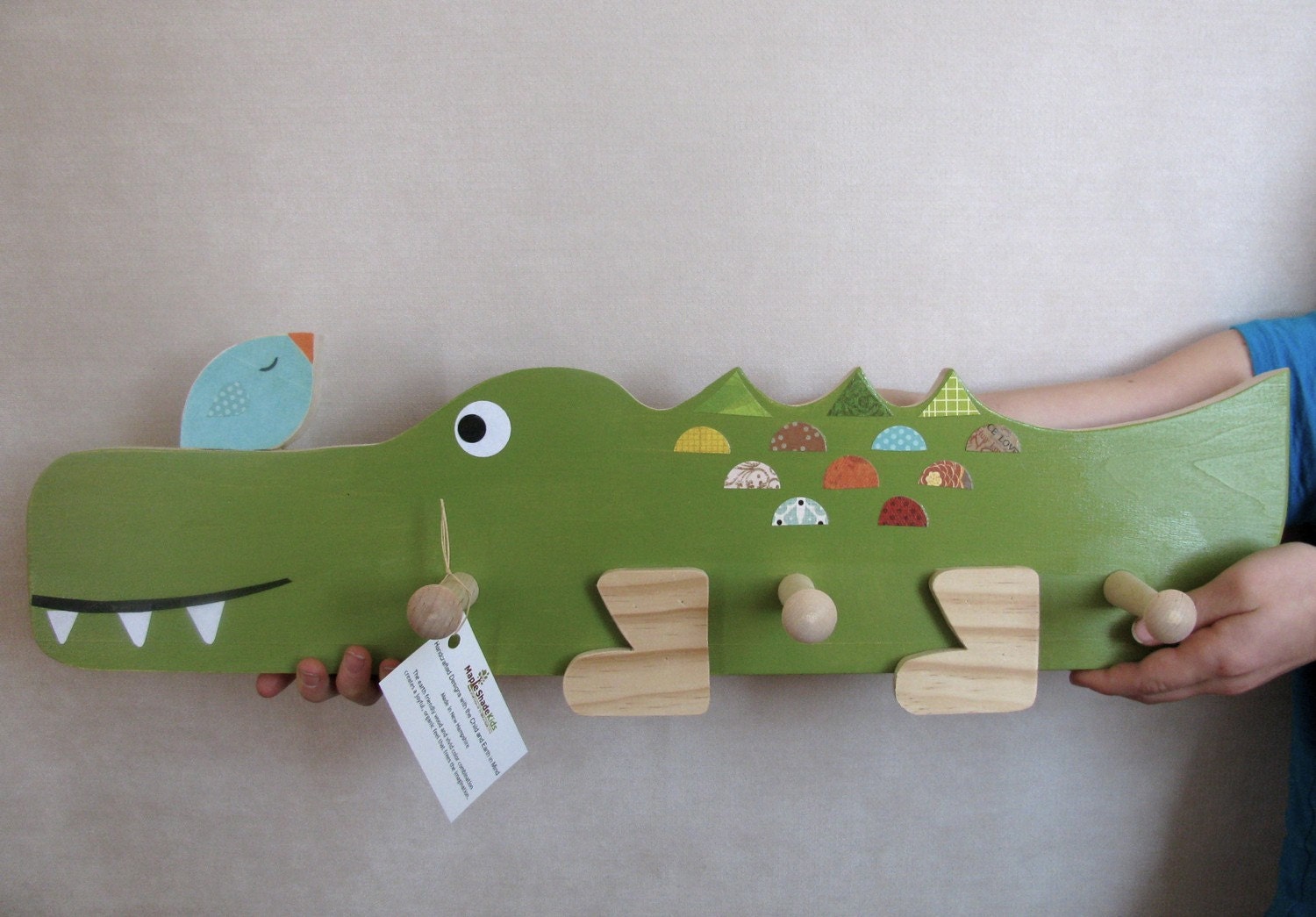Alligator and Little Bird Peg Rack - eco-friendly by Maple Shade Kids