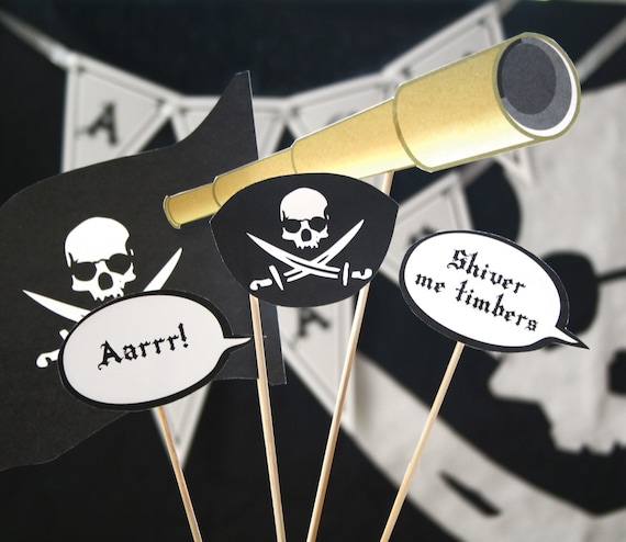 Pirate Printable PHOTO BOOTH PROPS Customizable - printable download pdf Il_570xn