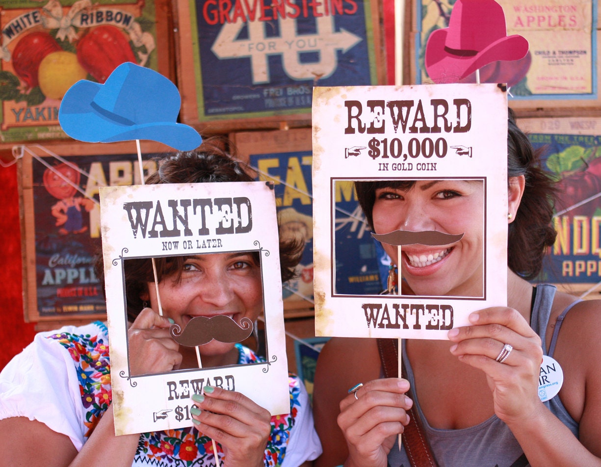 Wild West Printable PHOTO BOOTH PROPS Customizable - printable download pdf