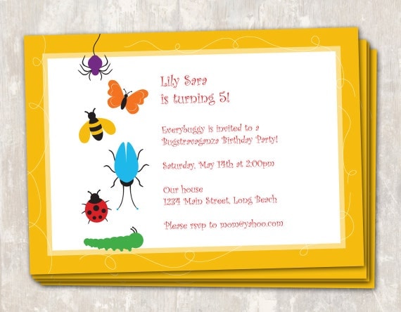 Rainbow of Bugs Birthday Party Invitations (set of 12) PRINT & SHIP Il_570xn