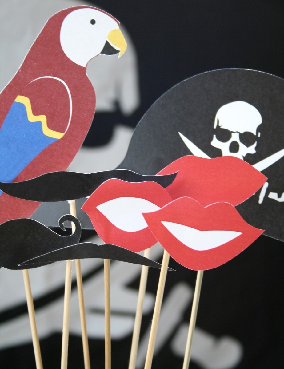 Pirate Printable PHOTOBOOTH PROPS - EDITABLE Text Instant Download