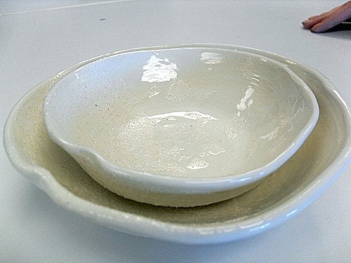 Set of two White Texture Decorative Bowls - READY to ship USA or AUSTRALIA