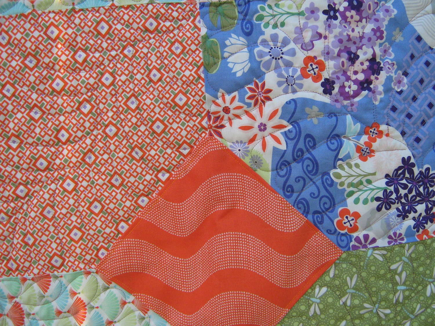 Patchwork Quilt Twin  Orange Lime