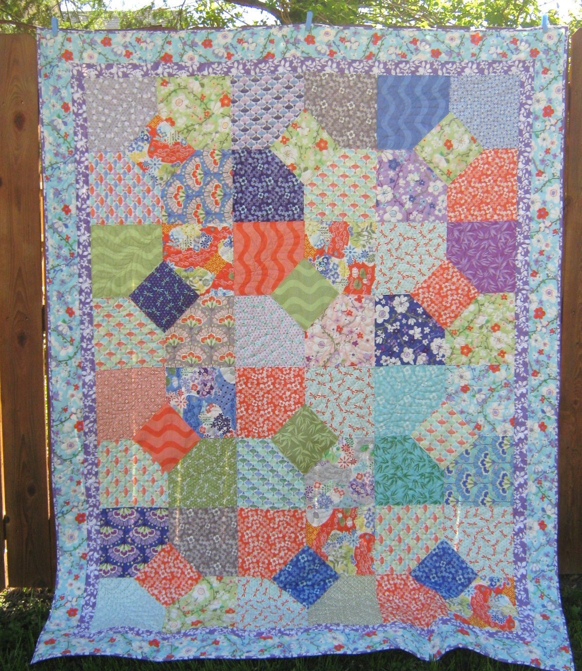 Patchwork Quilt Twin  Orange Lime