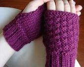 Alpaca Fingerless Gloves - Pink Magenta Women's S/M