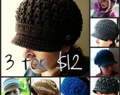 Any 3 Hat Patterns - You Choose