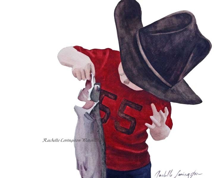 red kids wall art Little Cowboy Art Print Baby boy wall decor from original cowboy painting Toddler Boy room decor Boys Nursery 8x10 brown