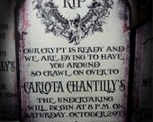 Gravestone Invitations Tombstones Obscure -These are PRINTED INVITATIONS, Digital Requests Please Go to DIGITAL listings-