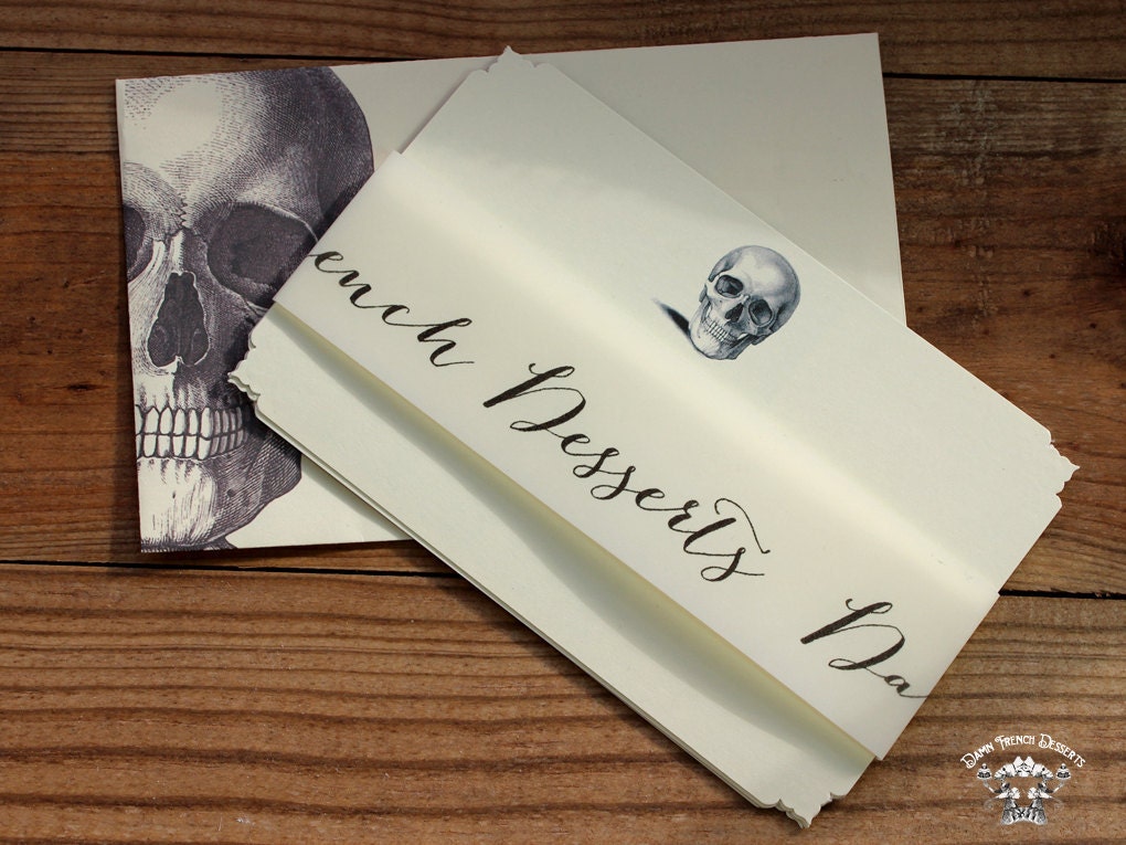 CARDS and ENVELOPES Skulls Skeletons Bones Victorian Dark