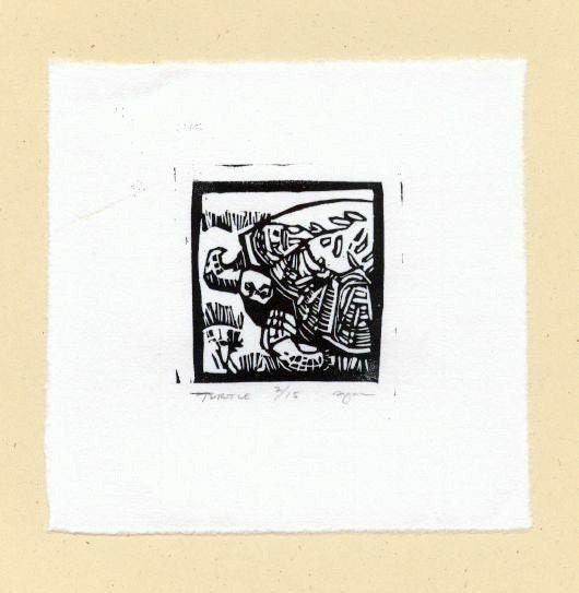 Tiny Turtle Linocut