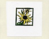 Tiny Sunflower Linocut