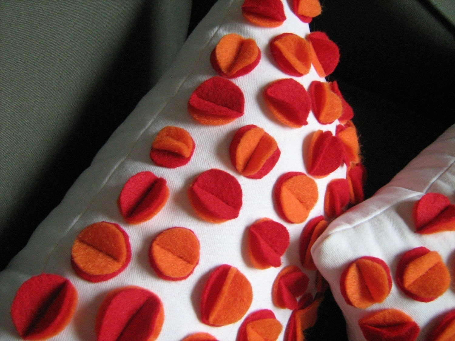 Orange and Red Felt Disc Pillow