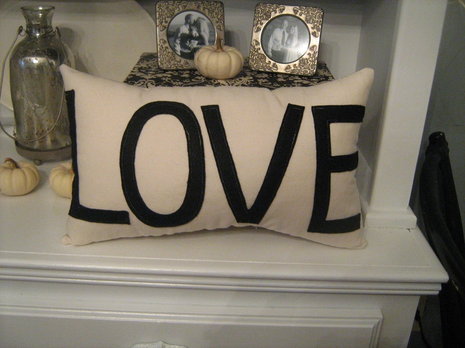 LOVE Pillow in Cream and Black