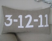 Custom Date Pillow- Wedding- Birth