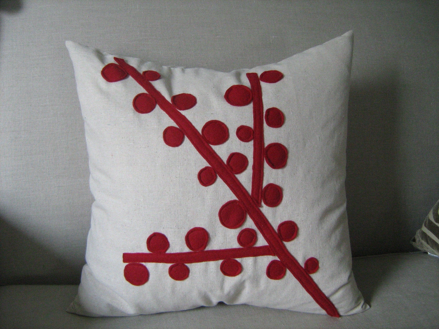 Red Berry Branch Pillow Cover