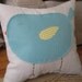 Chubby Bird Pillow in Tiffany Blue and Yellow Gingham on Light Gray Linen