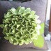 Hydrangea Pillow in Pea/Sage Green and Brown Linen