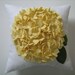 Hydrangea Pillow in White Linen and Light Yellow Bloom