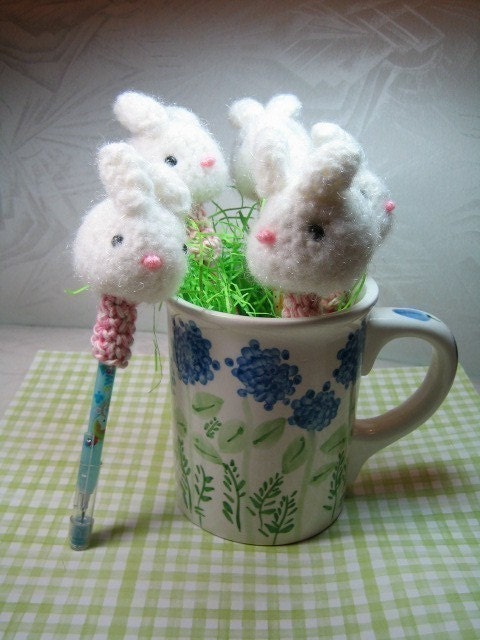 Bunny Pencil Toppers - Crochet Pattern - PDF File