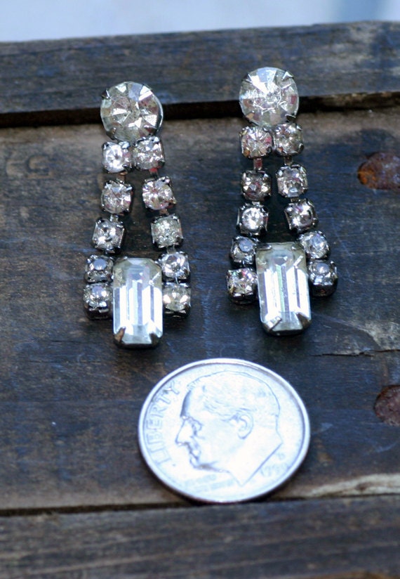 Vintage Crystal Dangle Post Earrings