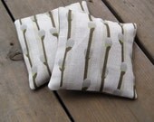 home decor linen sachets with balsam fir SET OF 2 / spring eco friendly catkins in olive and gray  (Last Set)