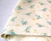 Organic Baby Blanket Bib SET of 2 in Light Blue Birds Flock - Eco Friendly Baby Shower Gift for Boys and Girls - SALE