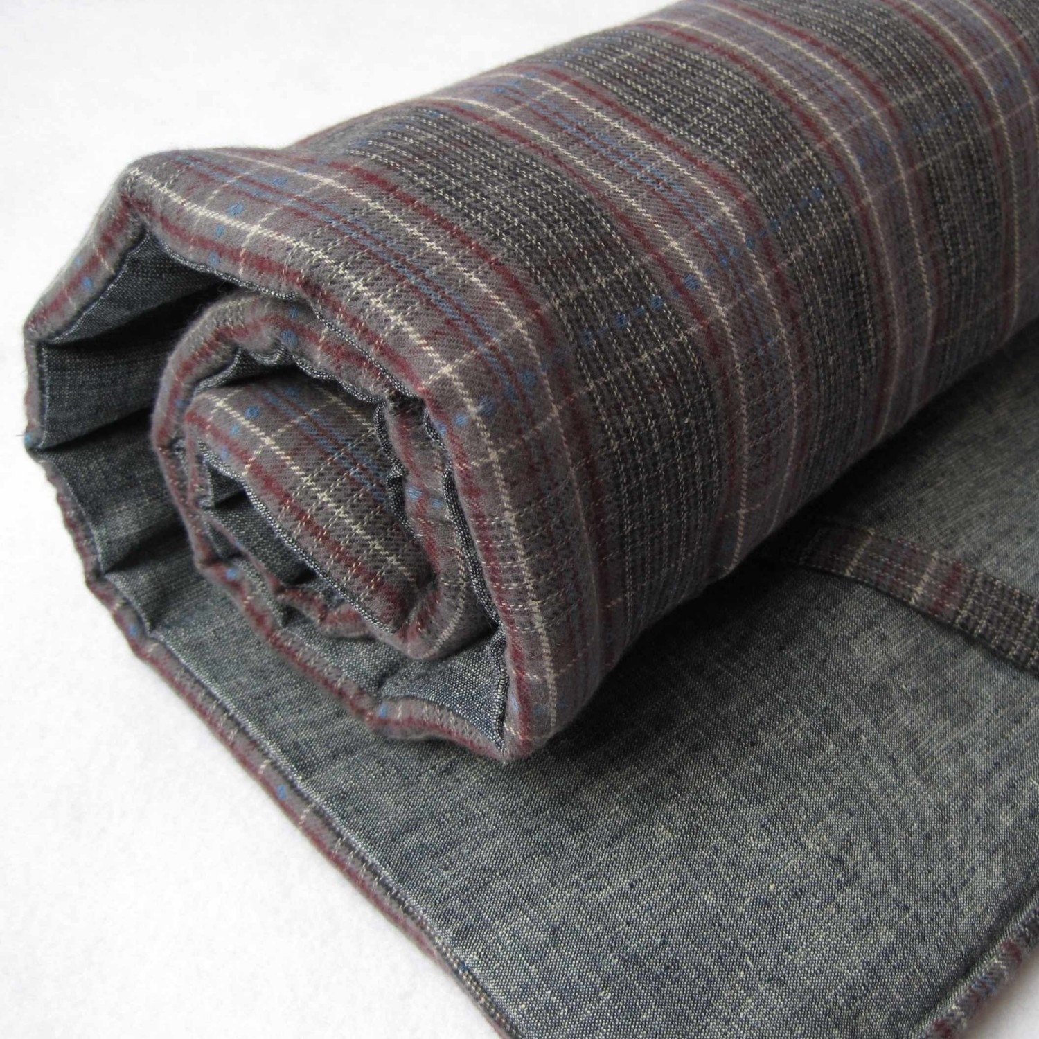 toddler nap mat ORGANIC pad in plaid flannel for modern eco friendly daycare school kids in unisex charcoal gray (LAST 1)