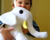 organic baby toy elephant stuffed plush animal in lemon and alabaster / eco friendly Alex