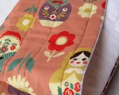 matryoshkas baby quilt organic / peach pink russian nesting dolls nursery bedding