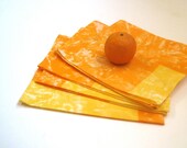 table napkins Marimekko set of 4 / kitchen food home decor in orange gold (hostess gift idea) - SewnNatural