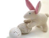 Rabbit Stuffed Animal Organic Toy -  White Bunny- Soft Plush Stuffie - Modern Kids Easter Gift
