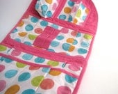 kids car seat organizer / modern baby and toddler pockets holder accessory / rainbow dots (ready to ship)
