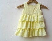 The Lemon Ruffles Dress - girls party flower girls dress in textured yellow eyelet lace ruffles (custom)
