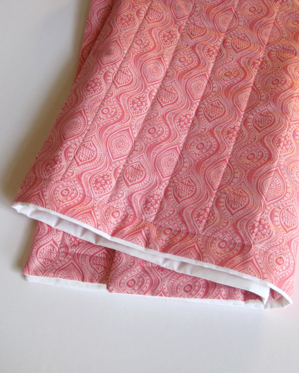 ORGANIC QUILT - Pink Baby Crib Quilt in Sweet Pink Cherry Blossoms for Modern Kids (Limited Edition)