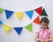 Carnival Flag Bunting - 10' Feet XL Single Garland Pennant Decoration - 120" Rainbow Summer Picnic Birthday Home Decor (Ready to Ship)