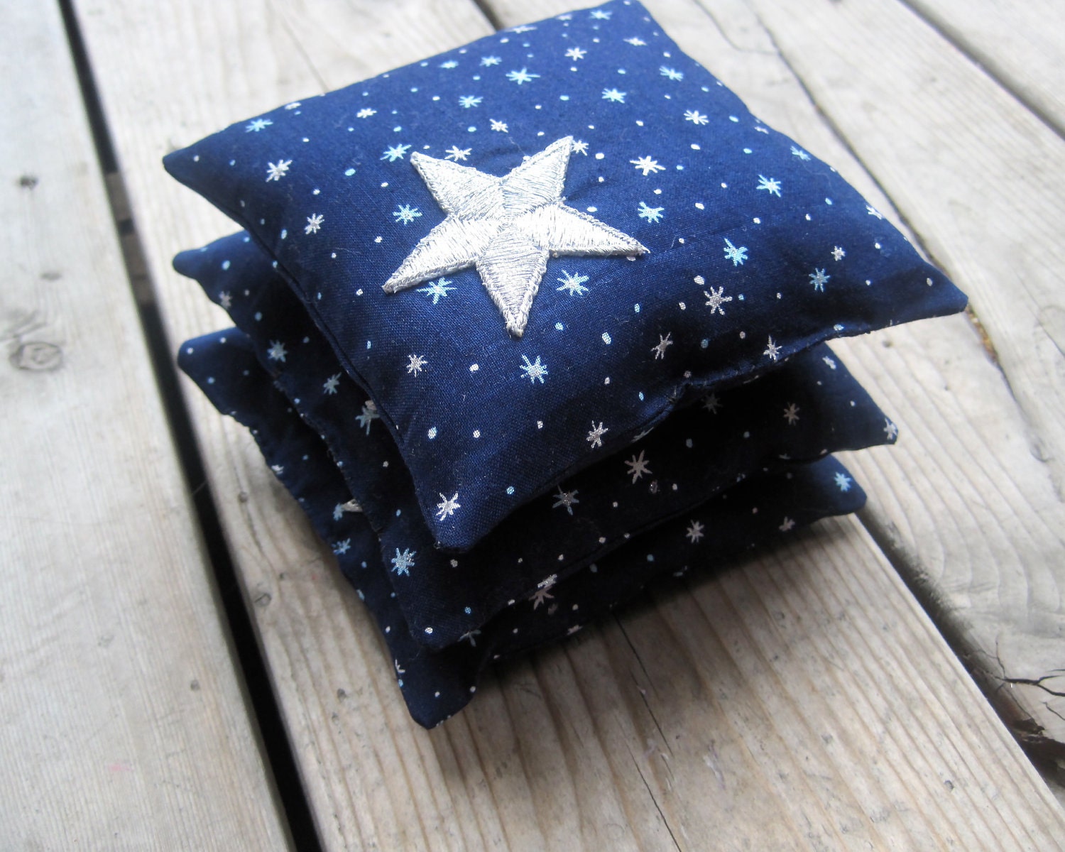 Night Sky Balsam Sachets in Navy Linen Set of 3 - Fall Home Decor, Aromatherapy, Hostess Favours, Spa Bathroom - AS SEEN in Cool Mom Picks - SewnNatural